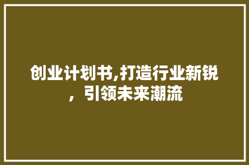创业计划书,打造行业新锐，引领未来潮流