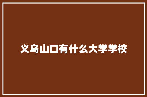 义乌山口有什么大学学校