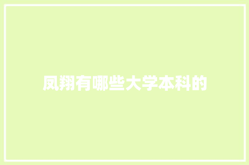 凤翔有哪些大学本科的