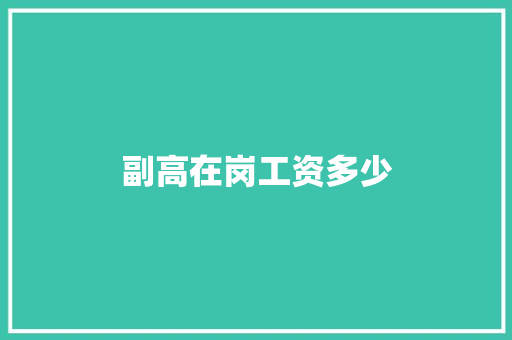 副高在岗工资多少