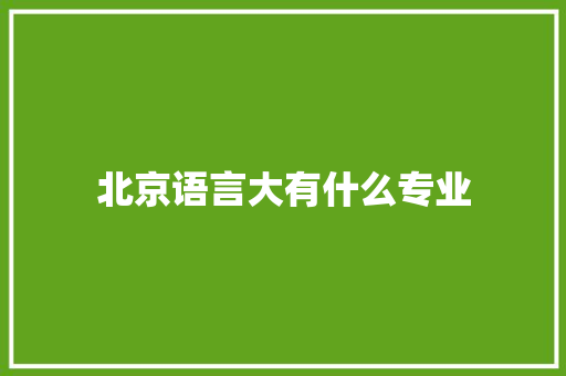 北京语言大有什么专业