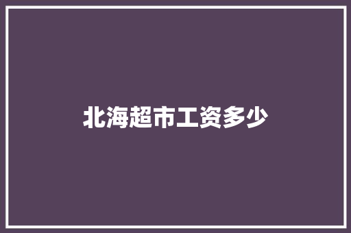 北海超市工资多少
