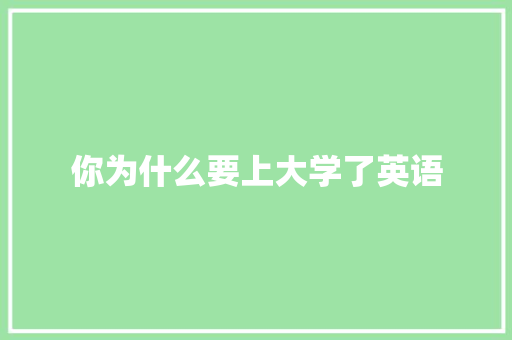 你为什么要上大学了英语