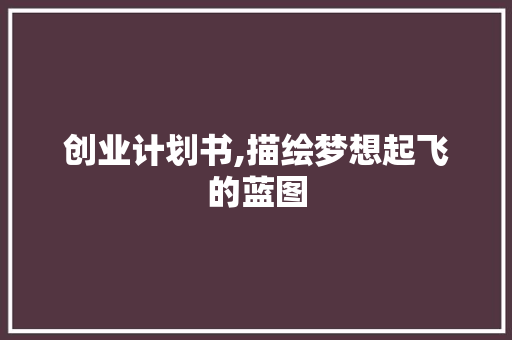 创业计划书,描绘梦想起飞的蓝图
