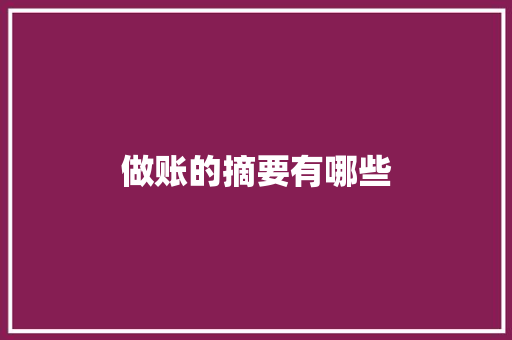 做账的摘要有哪些