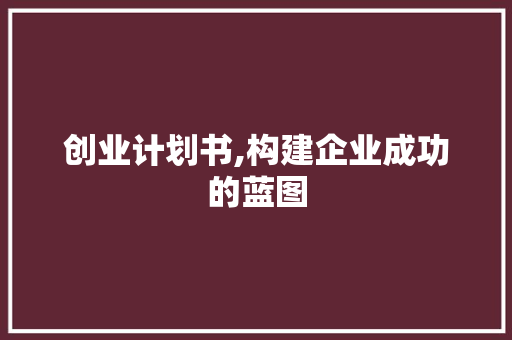 创业计划书,构建企业成功的蓝图