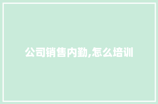 公司销售内勤,怎么培训