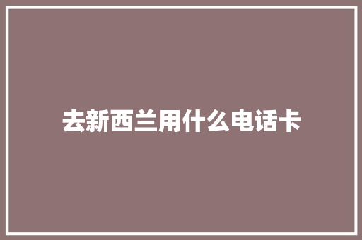 去新西兰用什么电话卡