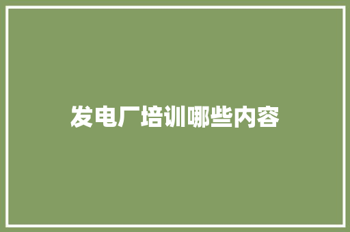 发电厂培训哪些内容