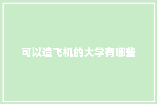 可以造飞机的大学有哪些