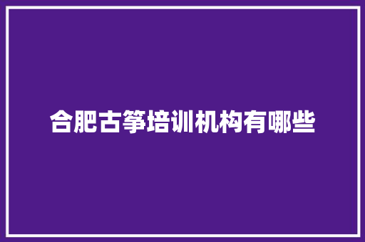 合肥古筝培训机构有哪些