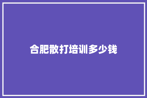 合肥散打培训多少钱