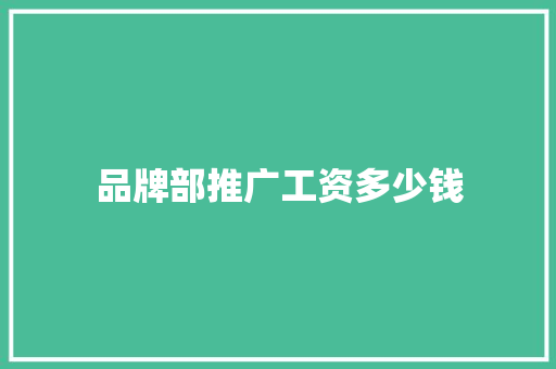 品牌部推广工资多少钱