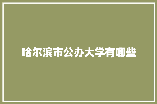哈尔滨市公办大学有哪些