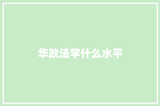 华政法学什么水平