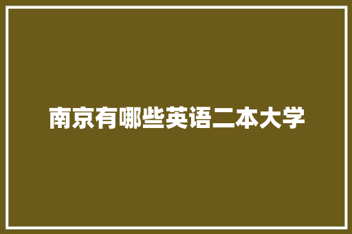 南京有哪些英语二本大学