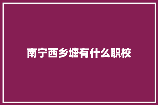 南宁西乡塘有什么职校