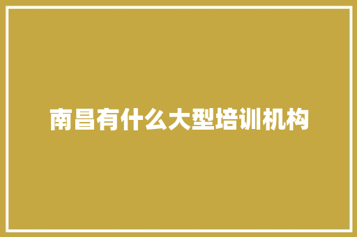 南昌有什么大型培训机构