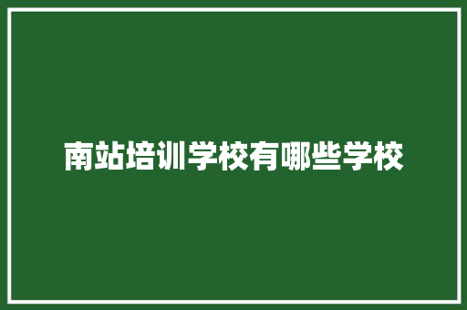 南站培训学校有哪些学校