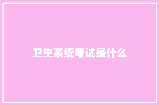 卫生系统考试是什么