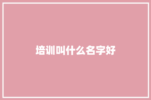 培训叫什么名字好