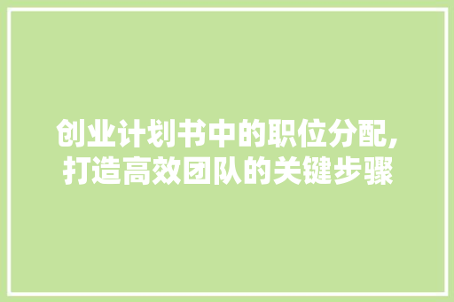 创业计划书中的职位分配,打造高效团队的关键步骤