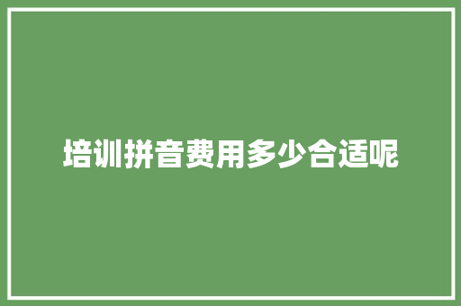 培训拼音费用多少合适呢