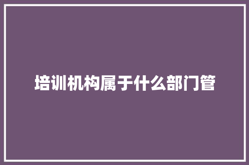 培训机构属于什么部门管