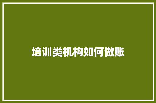 培训类机构如何做账