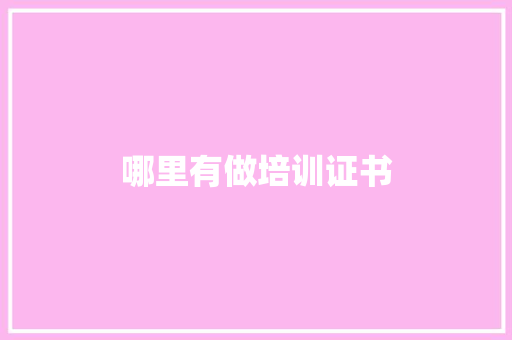 哪里有做培训证书