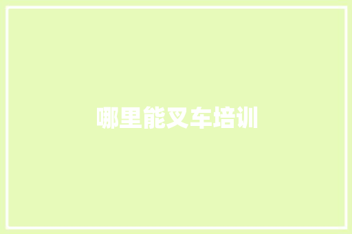 哪里能叉车培训