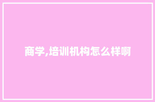 商学,培训机构怎么样啊