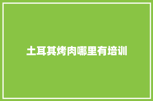 土耳其烤肉哪里有培训