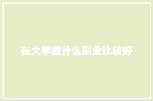 在大学做什么副业比较好