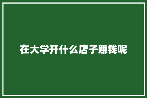 在大学开什么店子赚钱呢