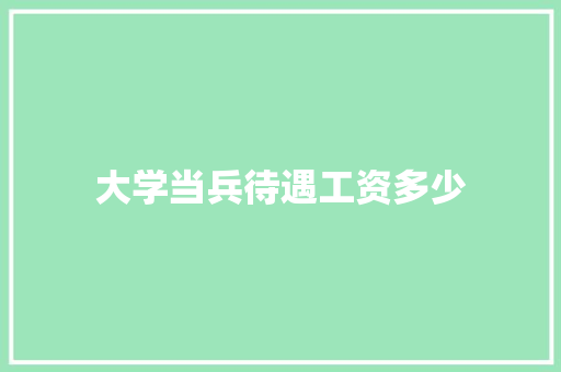 大学当兵待遇工资多少