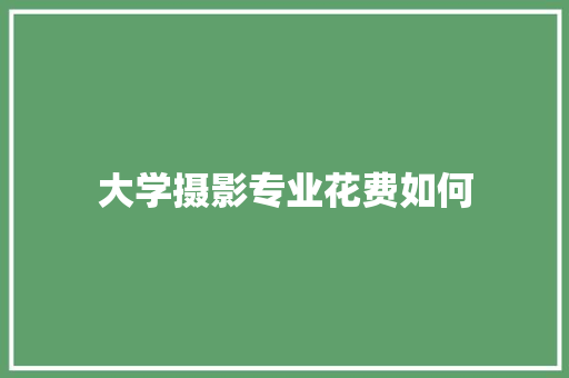 大学摄影专业花费如何