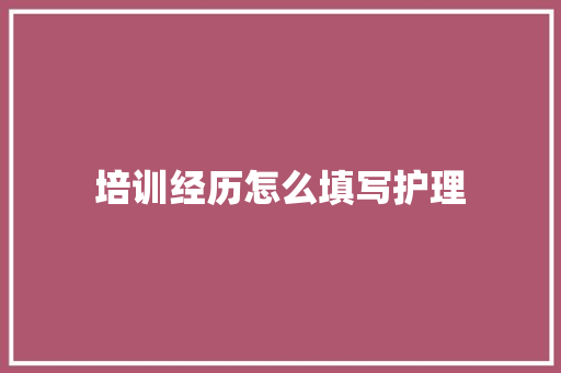 培训经历怎么填写护理