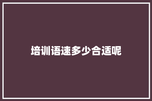 培训语速多少合适呢