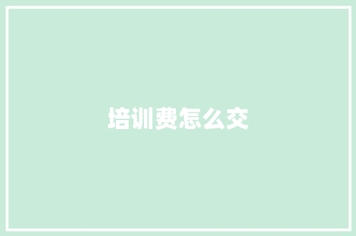 培训费怎么交