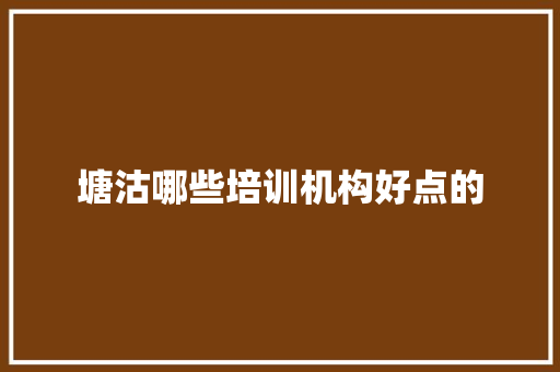 塘沽哪些培训机构好点的