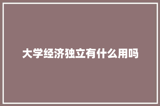 大学经济独立有什么用吗