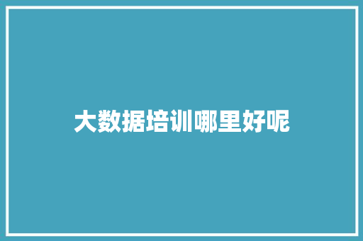 大数据培训哪里好呢