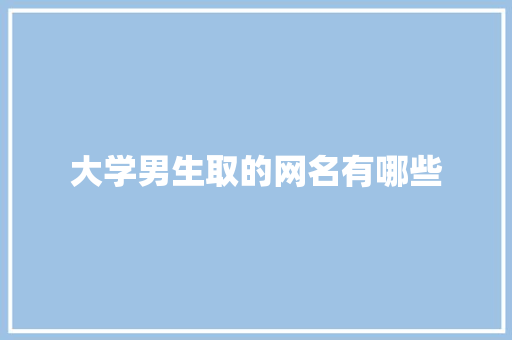 大学男生取的网名有哪些