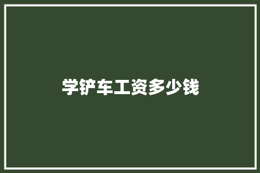 学铲车工资多少钱