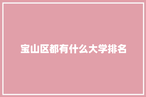 宝山区都有什么大学排名