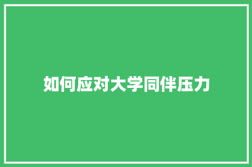 如何应对大学同伴压力