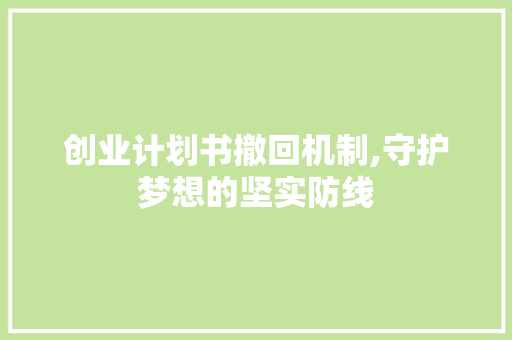 创业计划书撤回机制,守护梦想的坚实防线