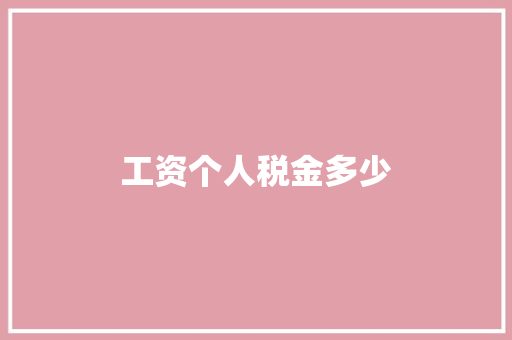 工资个人税金多少