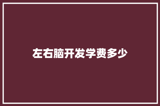 左右脑开发学费多少